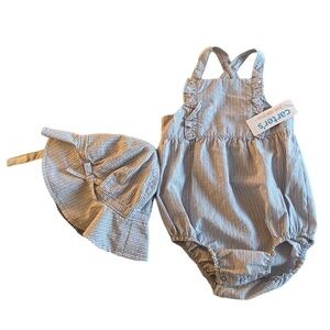 Seersucker Romper with Bubble Hat